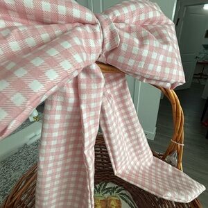 Pink Gingham Large Bow handmade Attach to Baskets Wreaths GIFTable Bow CUSTOM FS